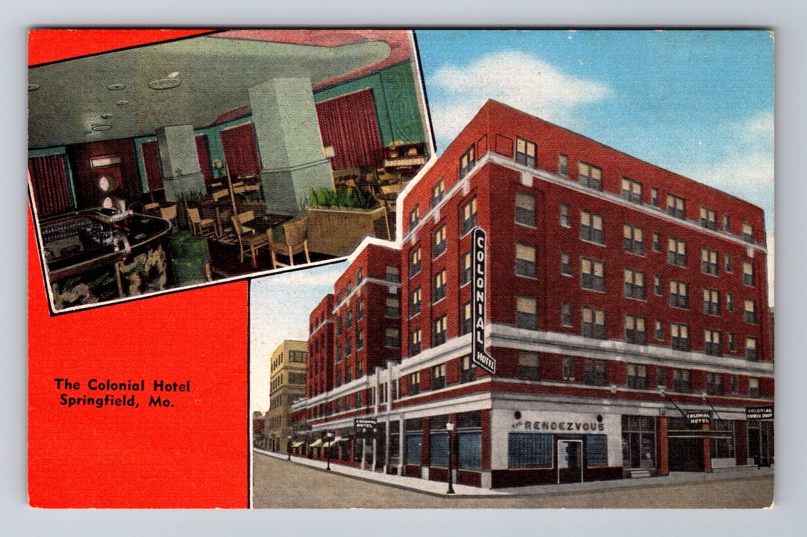 Springfield MO-Missouri, The Colonial Hotel, Advertising, Vintage Postcard