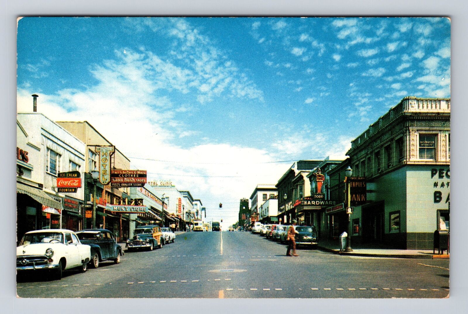 Bremerton WA-Washington, Main Street, Business Area, Vintage Souvenir Postcard