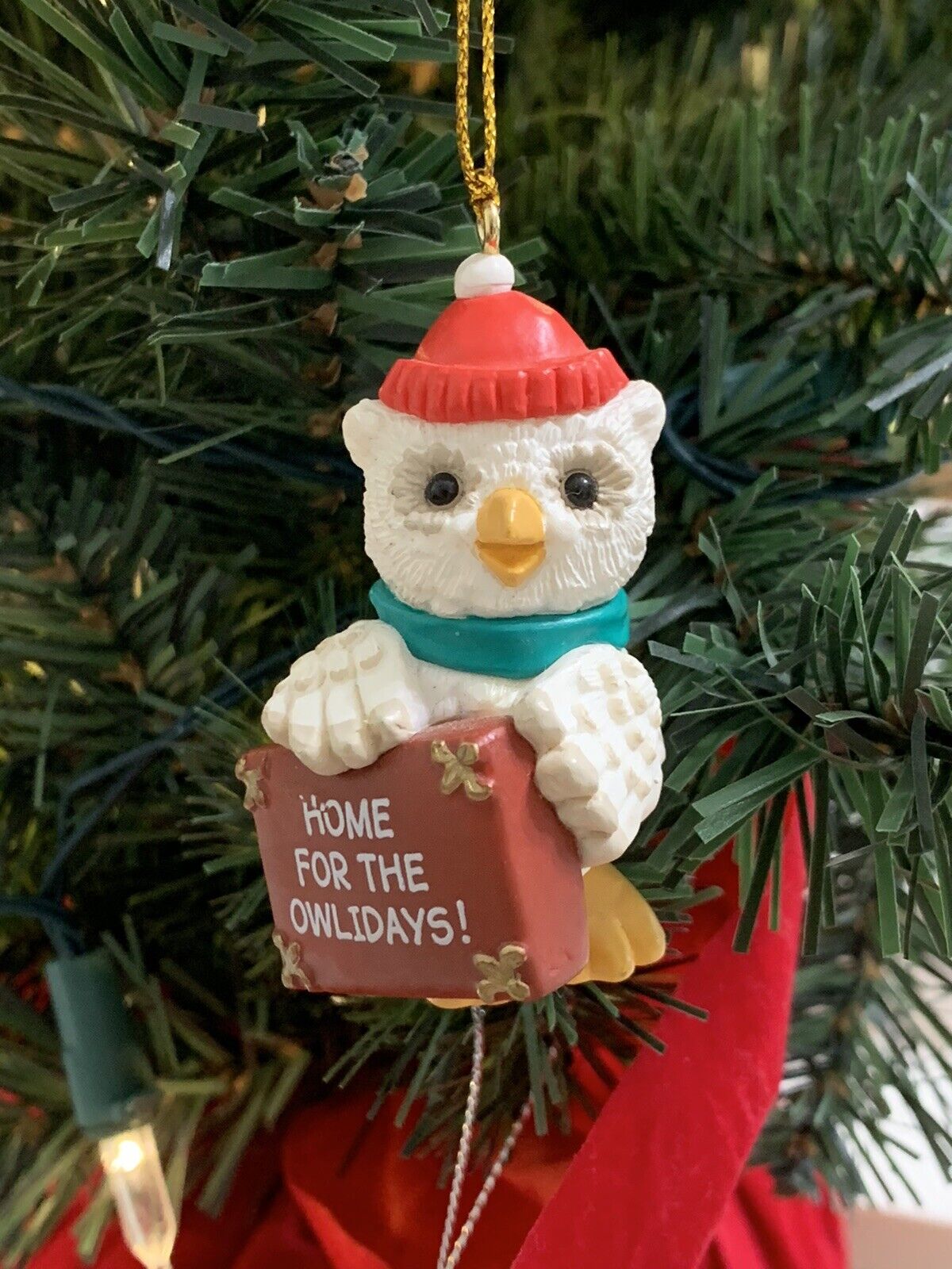 Vintage 1990 Hallmark Holiday Ornament „Home For The Owlidays „ Owl Ornament