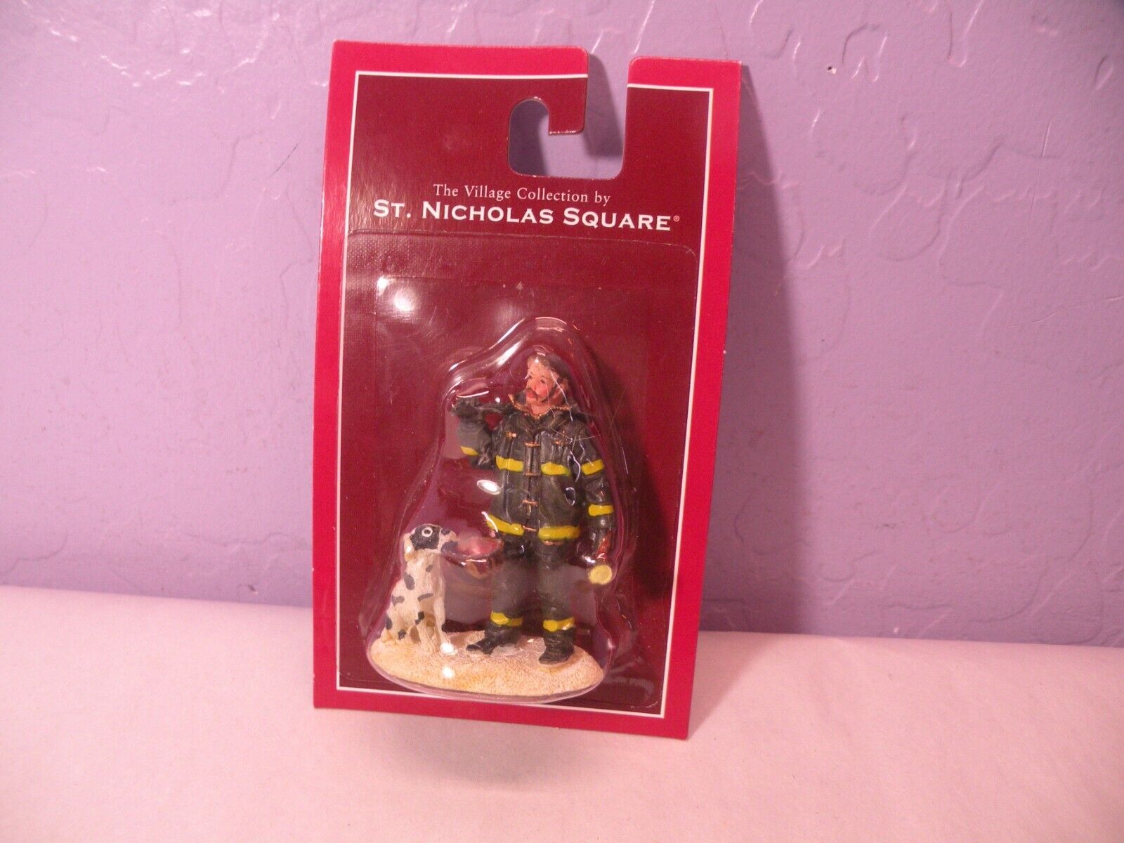Village Collection St. Nicholas Square Fireman & Dog Dalmatian Figure New Sealed