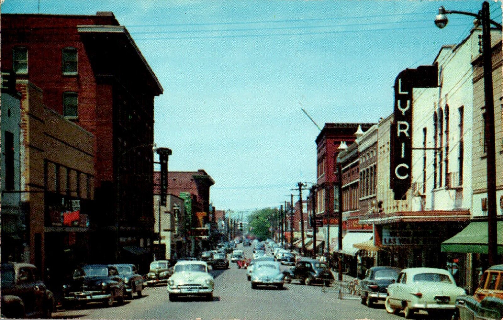 Downtown, Lyric Theater, Old Cars, Huntsville, Alabama AL 1950s chrome Postcard