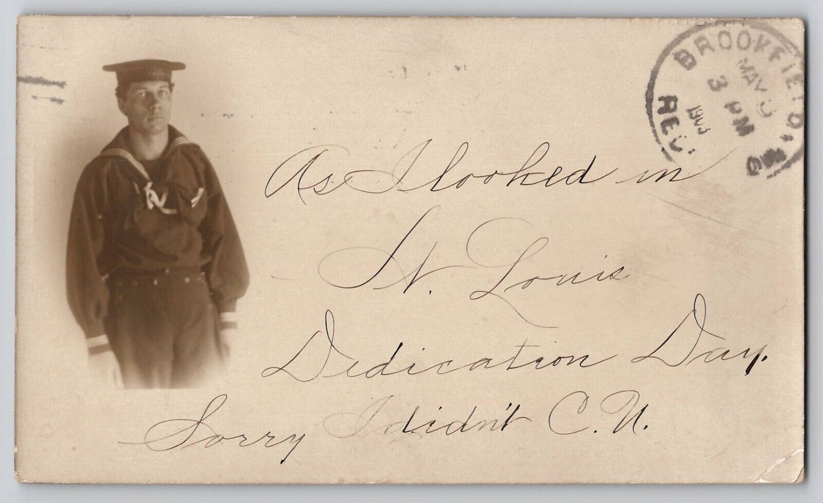 US Navy Sailor Dedication Day St. Louis 1903 Private Mailing Card RPPC Postcard