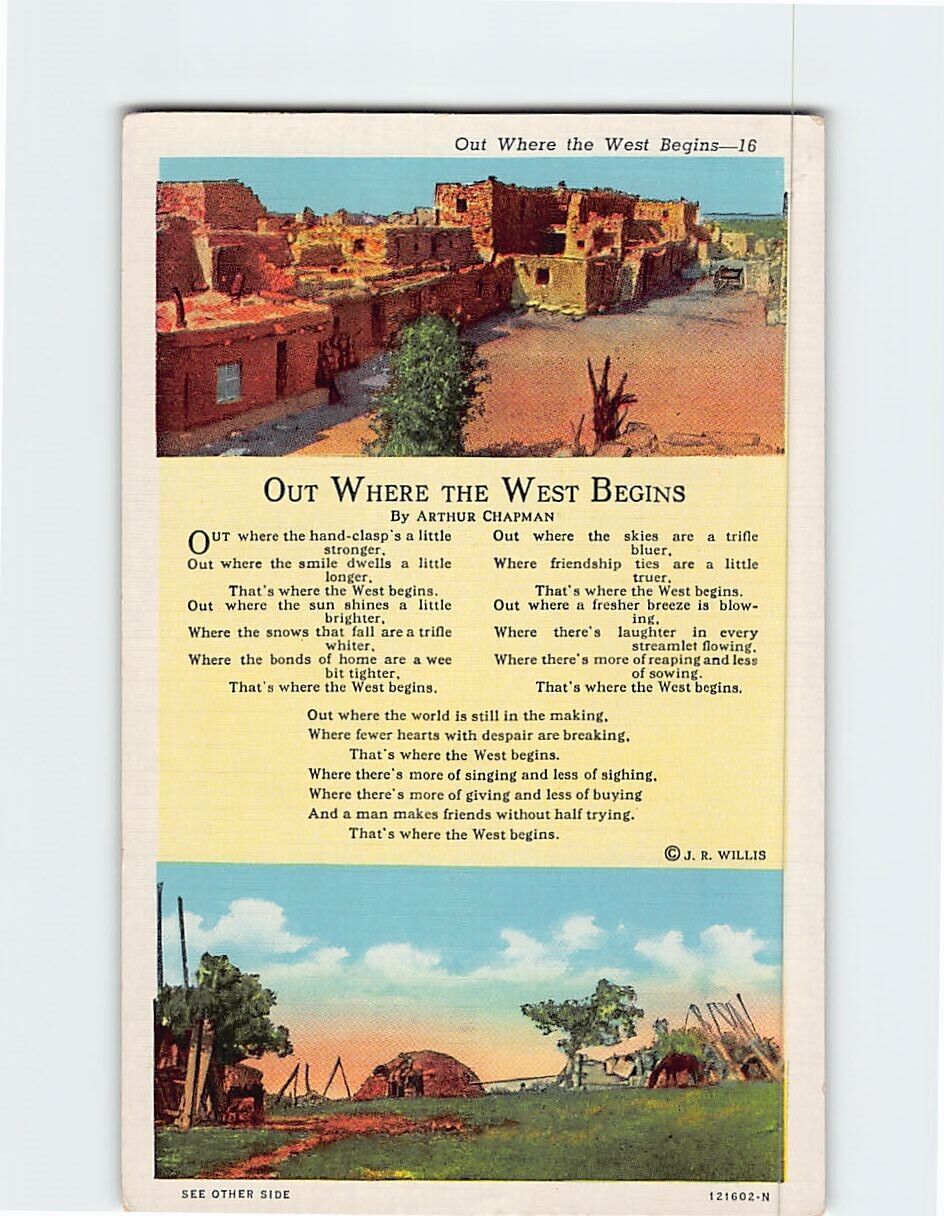 Postcard Out Where The West Begins by Arthur Chapman