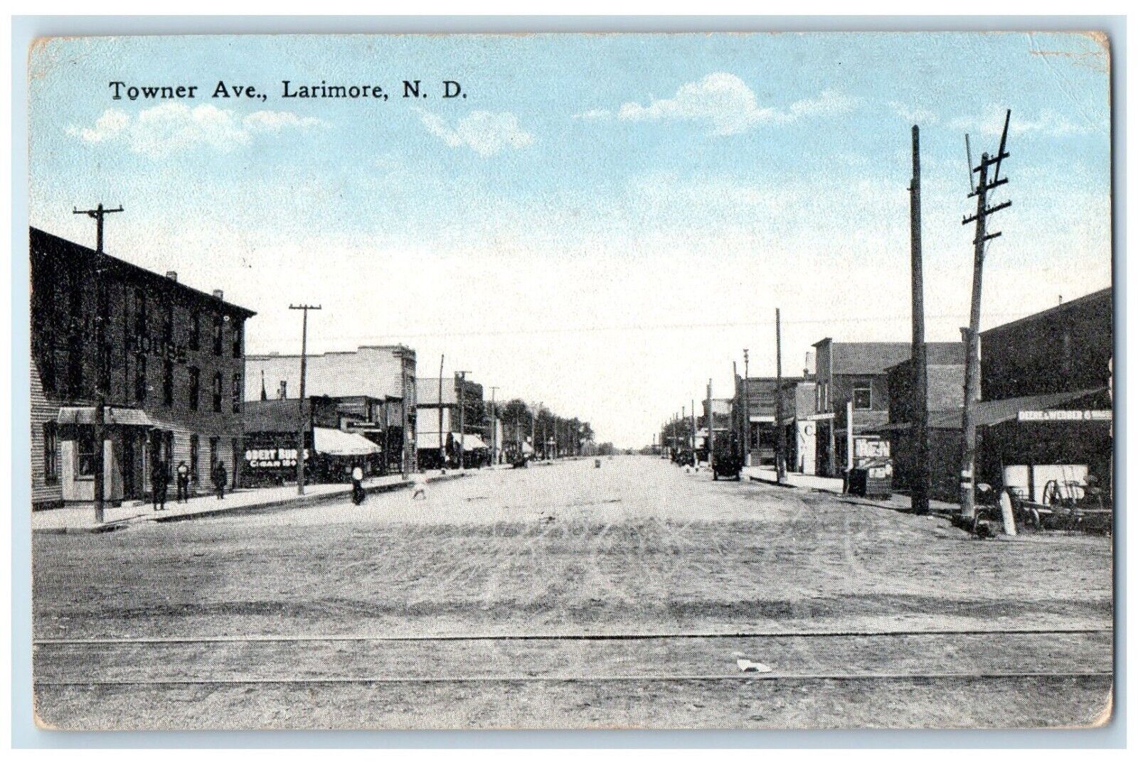 1910 Main Street Road Buildings Towner Ave Larimore North Dakota Posted Postcard