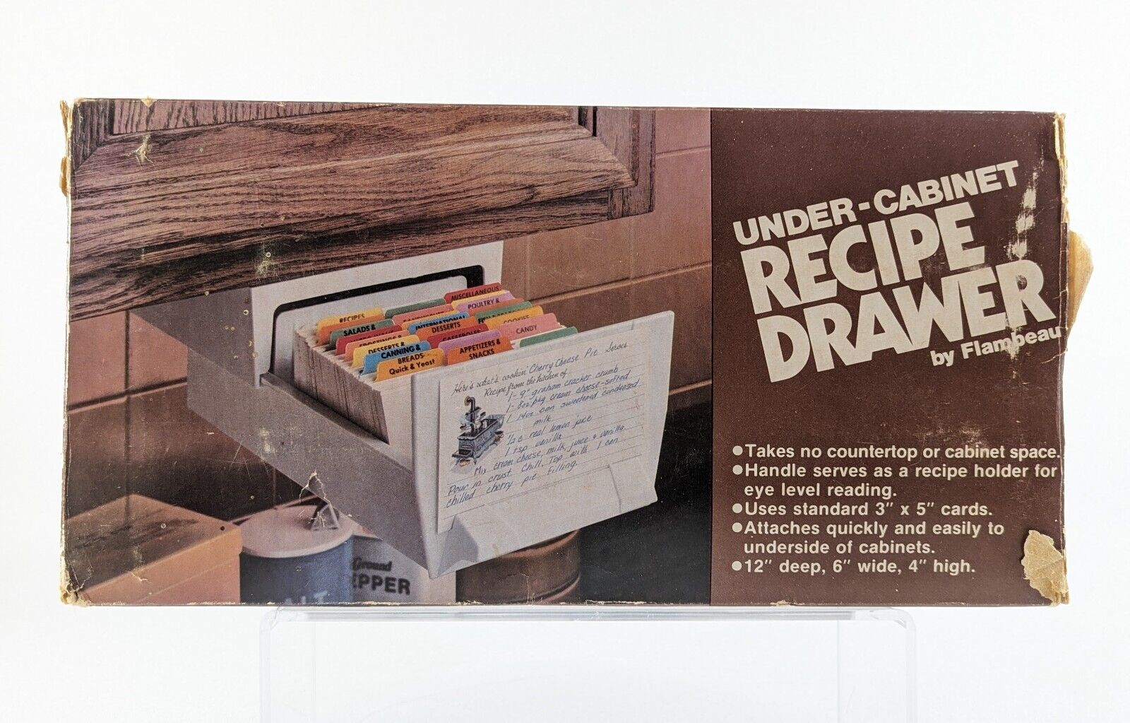 Vintage Under-Cabinet Recipe Drawer by Flambeau Almond  - NEW, NOS, Unused