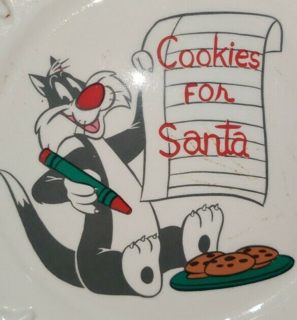 Vintage Warner Bros Looney Tunes Sylvester Cookies for Santa Plate