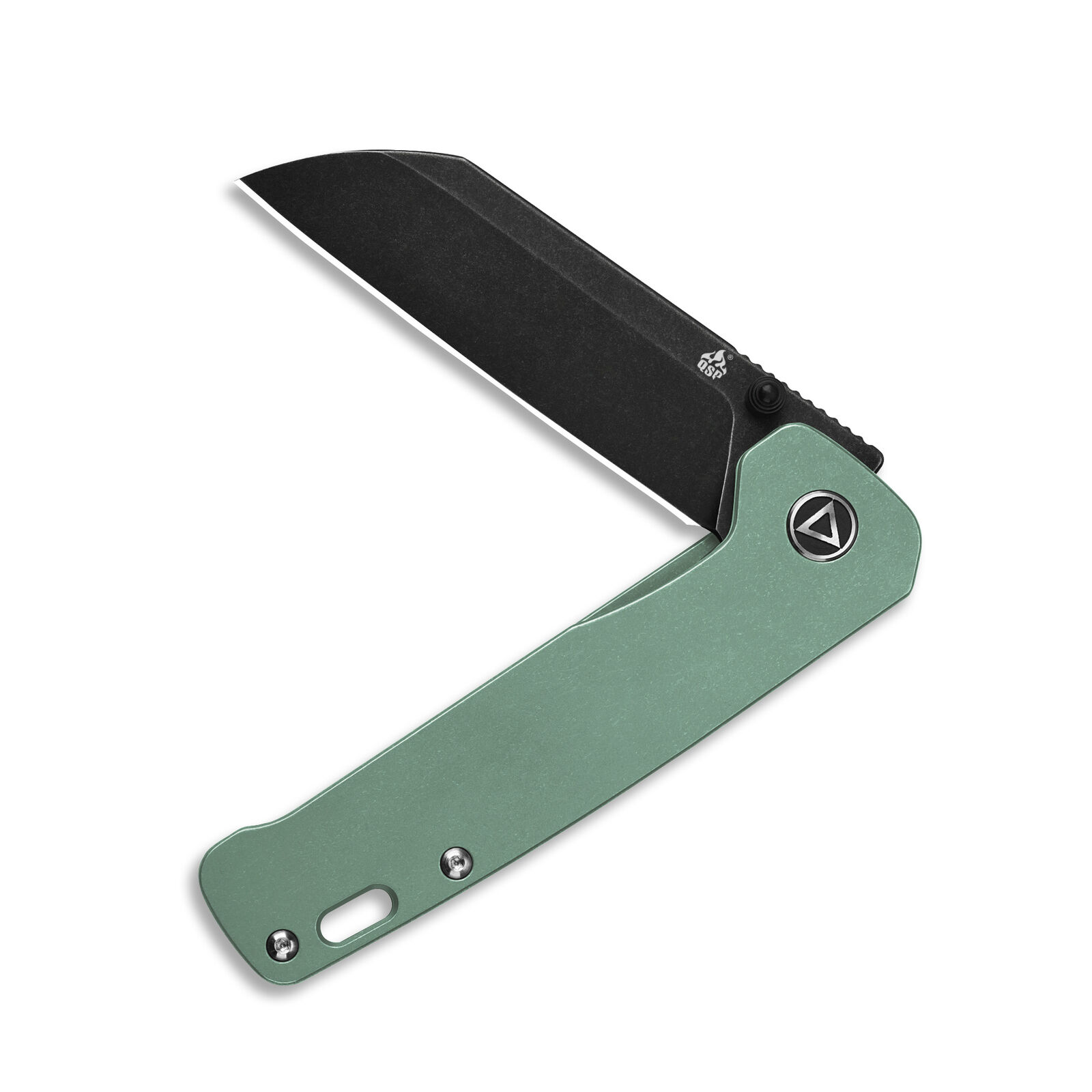 QSP Knives Penguin Liner Lock 130-Y Knife Black 154CM Stainless & Green Titanium