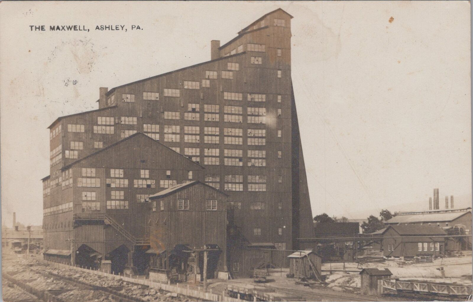 The Maxwell Coal Mine Breaker Ashley Pennsylvania 1907 RPPC Photo Postcard