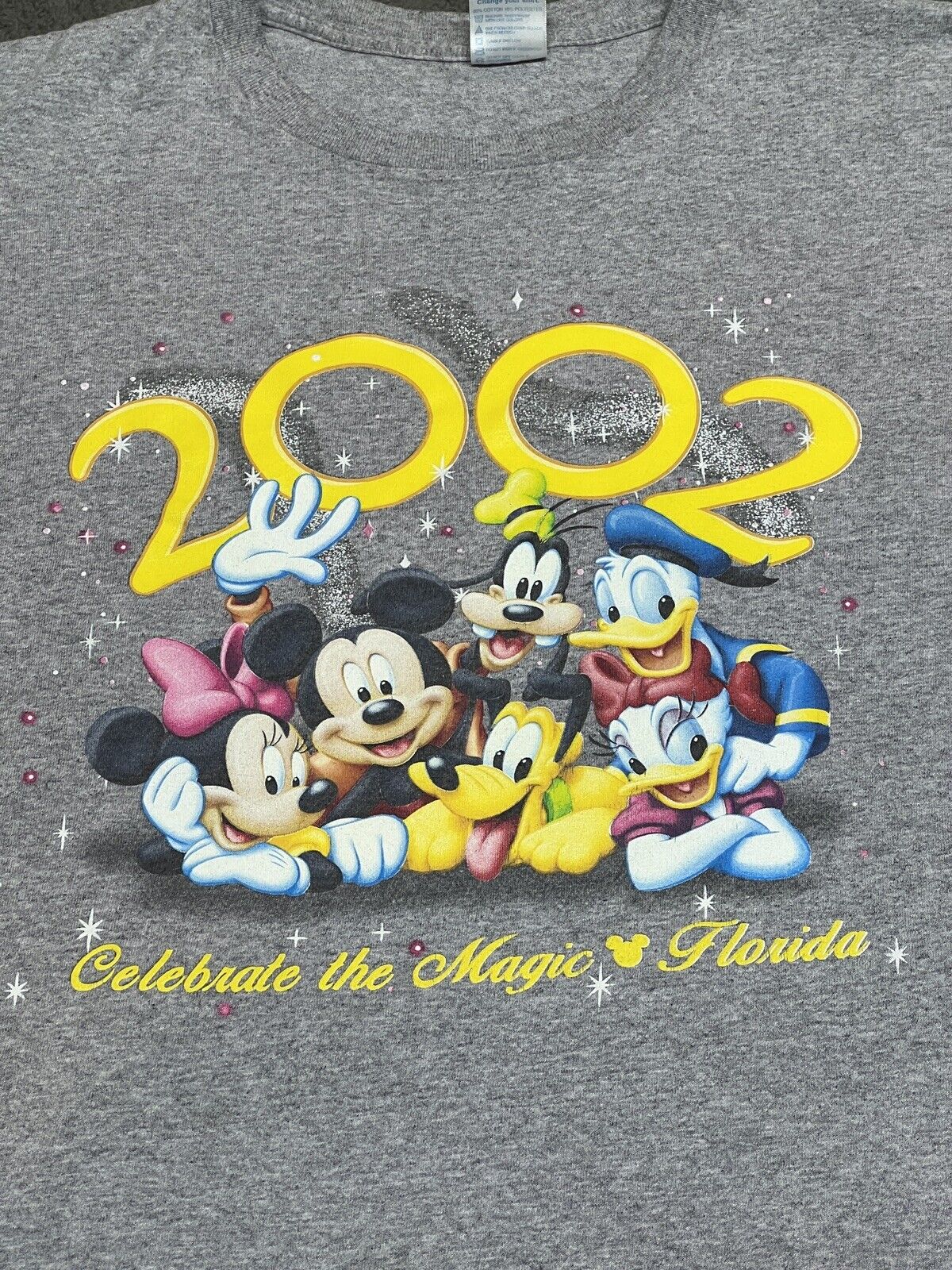 Disney World Celebrate The Magic Shirt 2002 Vintage XL Mickey Donald Minnie Vtg