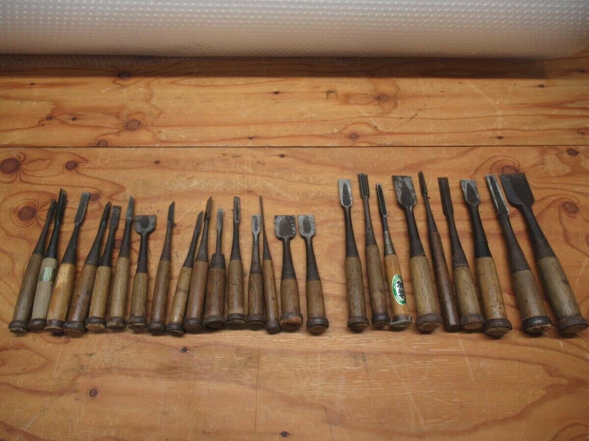 Chisel Nomi set of 25 Japanese Vintage Woodworking carpenter Tool