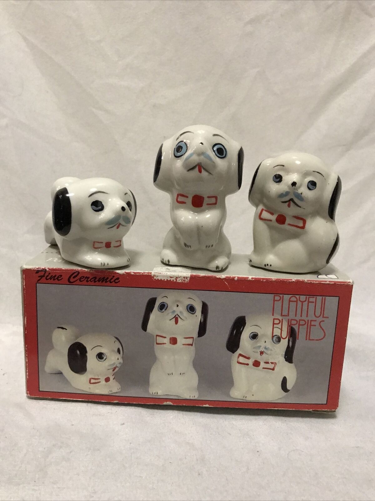 Vintage Nick Kouretas & Co., 3, Vintage, whimsical Playful Puppies w/box, MCM