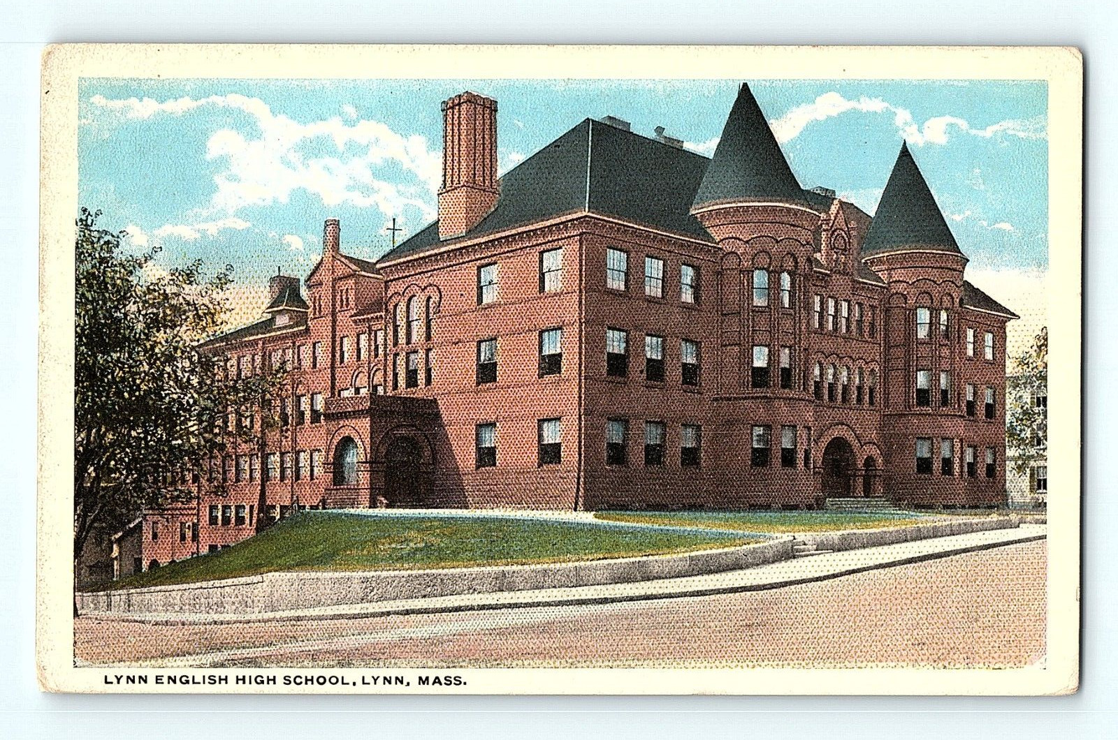 Lynn English High School Lynn Massachusetts Vintage Street View Postcard E2