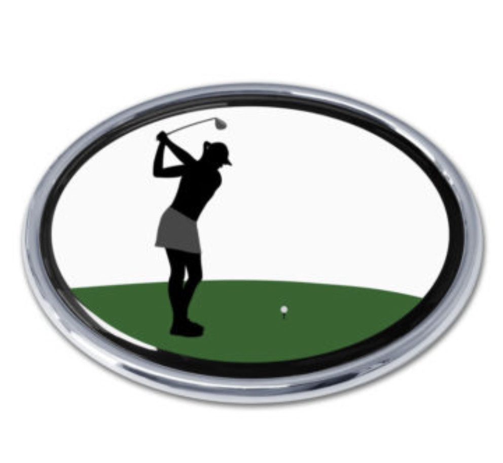 golf swing female chrome auto emblem decal usa made