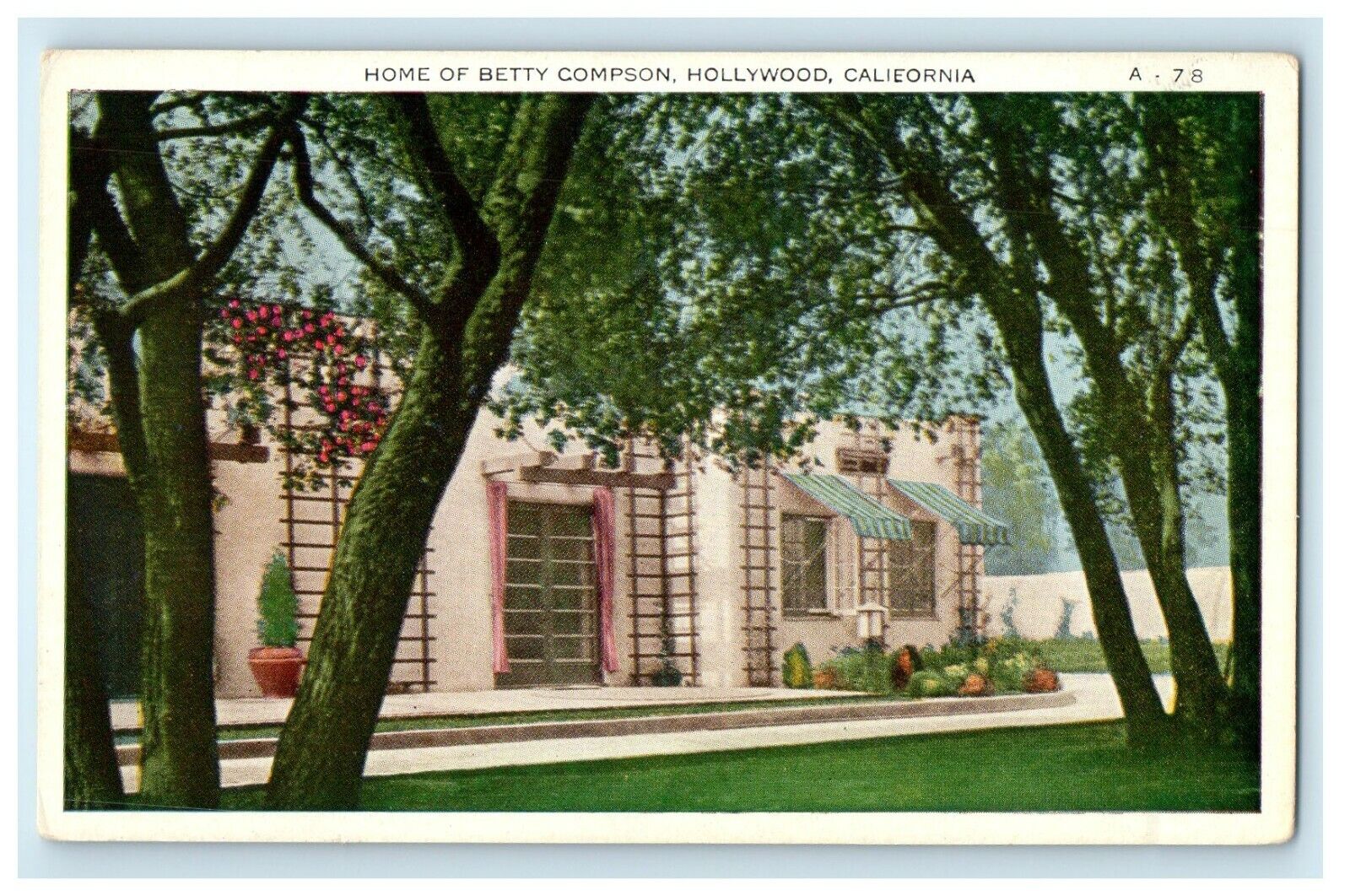 c1910's Home Of Betty Compson Hollywood California CA Antique Postcard