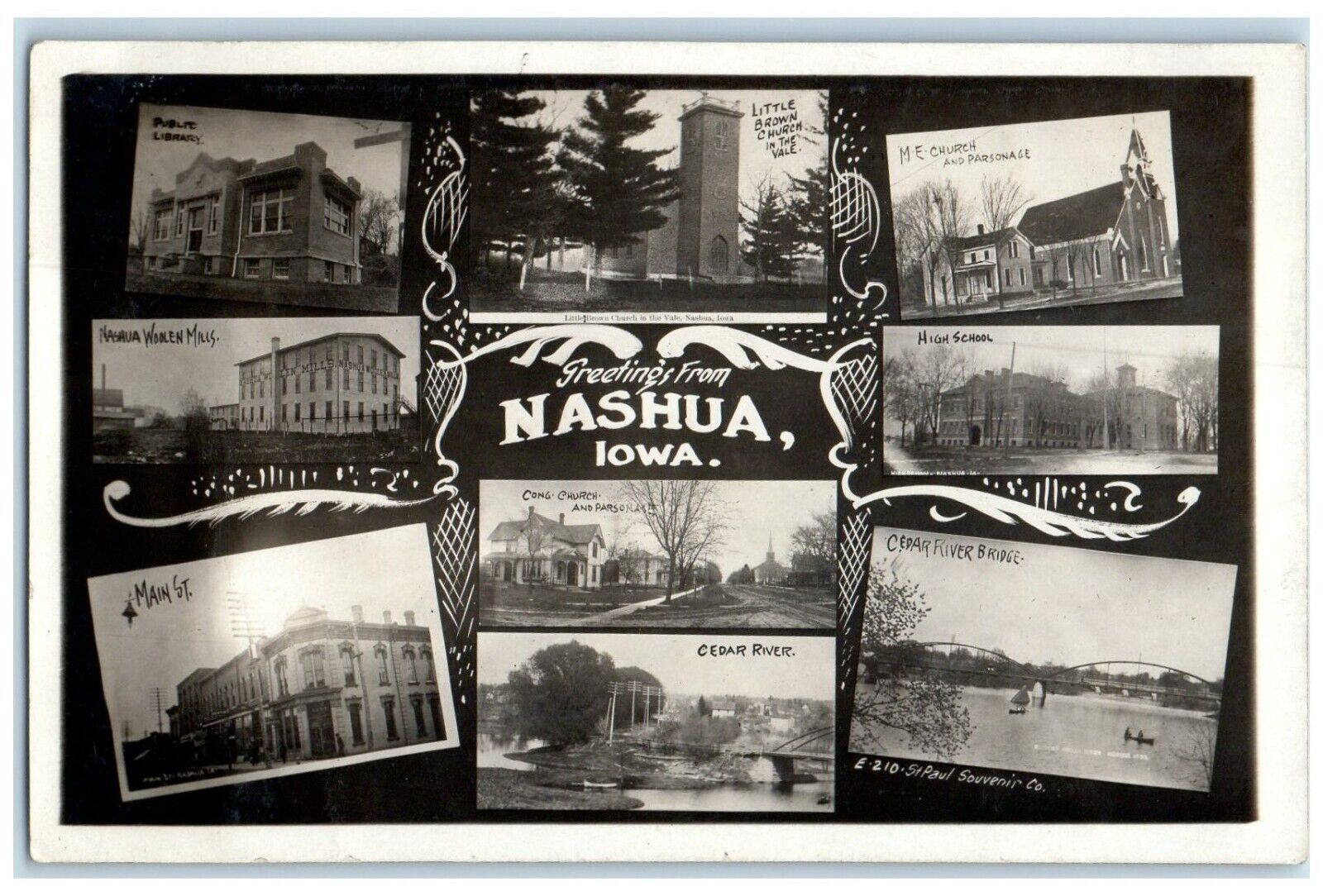 c1910's Greetings From Nashua Iowa IA Multiview  RPPC Photo Antique Postcard