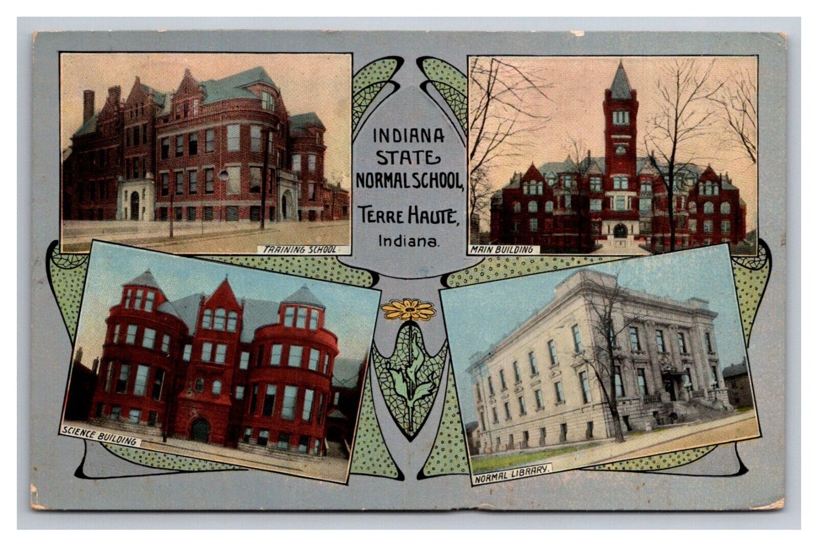 Postcard Terre Haute Indiana State Normal School Greetings Multiview 1915