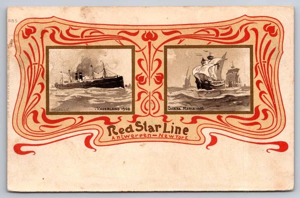 eStampsNet - Red Star Line Antwerpen to New York Postcard