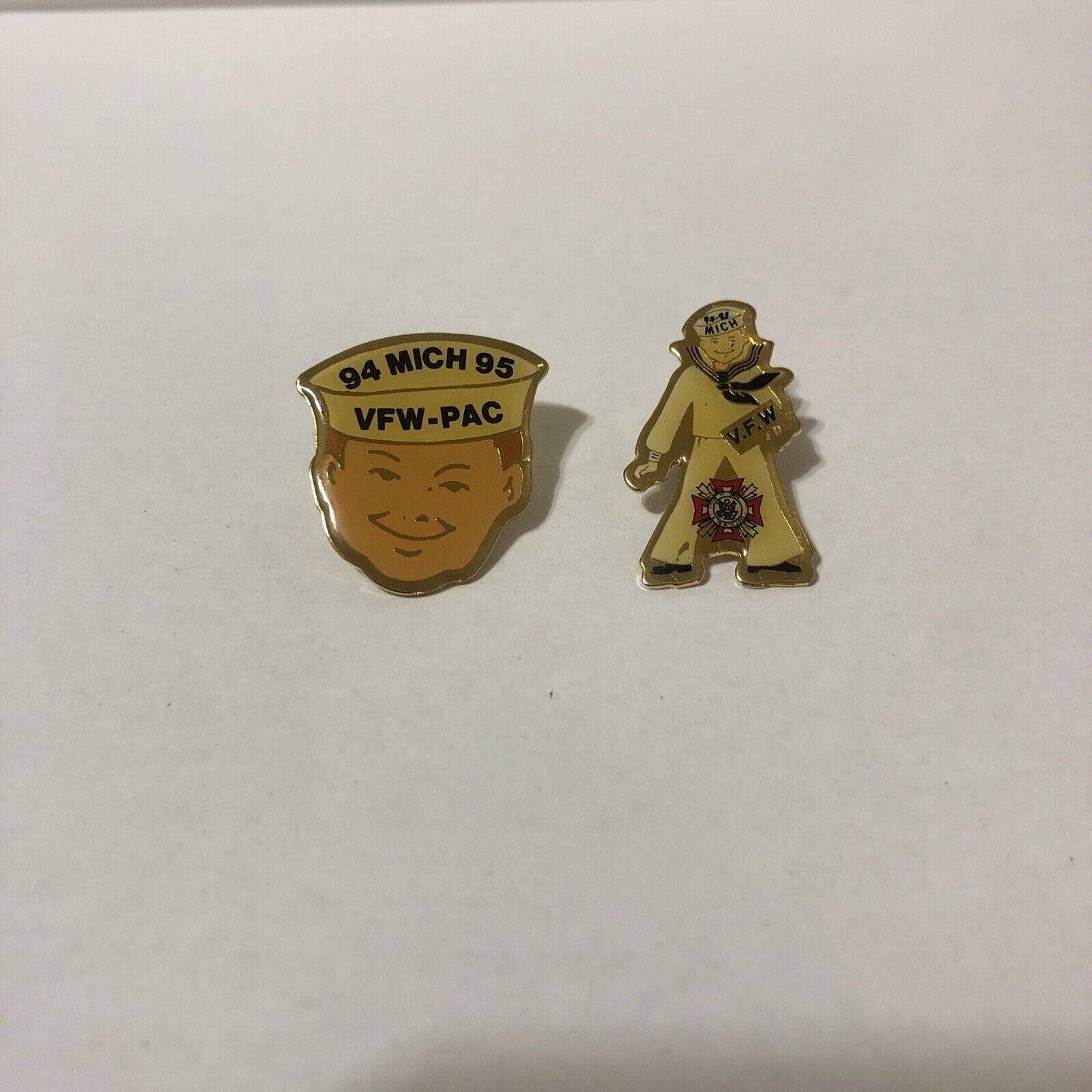 2- Vintage Sailor 1994-1995 Michigan VFW PAC Military Pins
