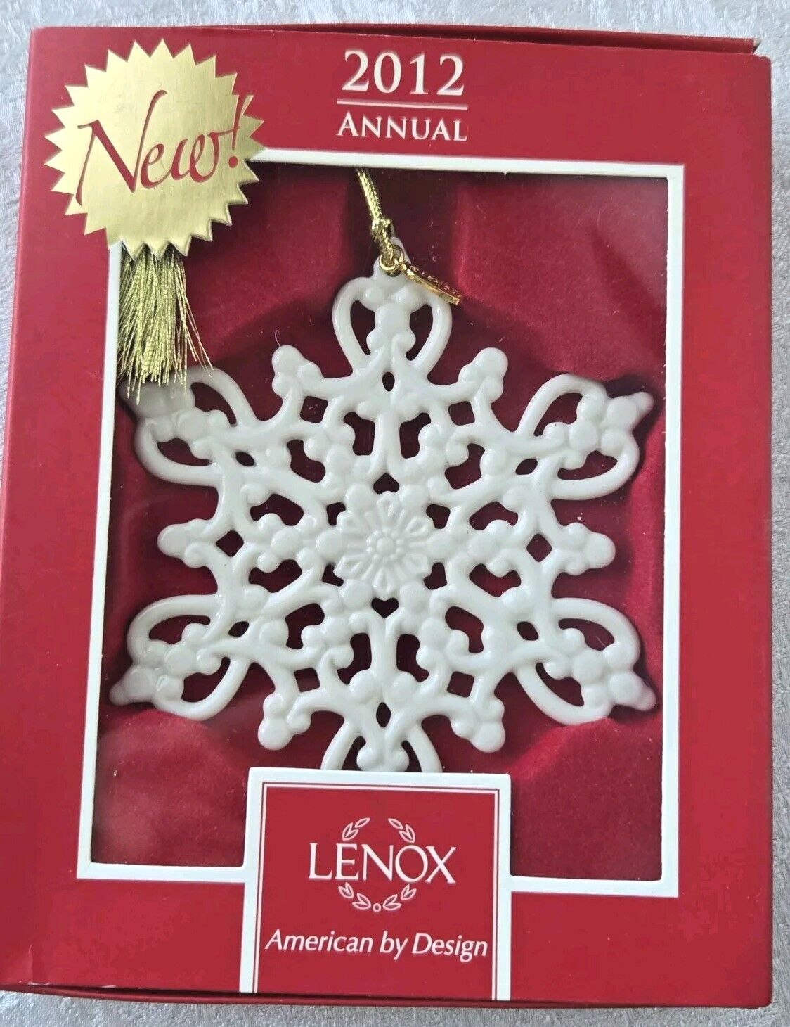 Lenox Annual 2012 Snow Fantasies Snowflake Christmas Tree Ornament - NEW 