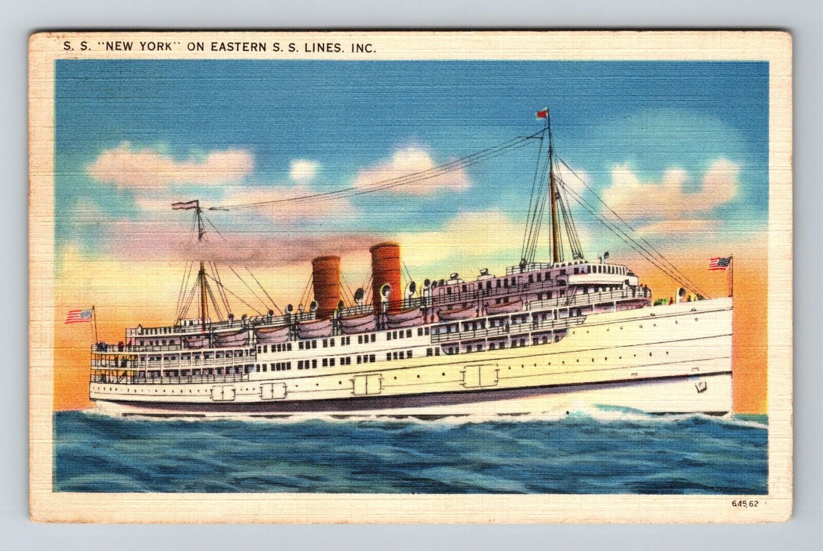 SS New York Eastern SS Lines Steamship  Vintage Souvenir Postcard