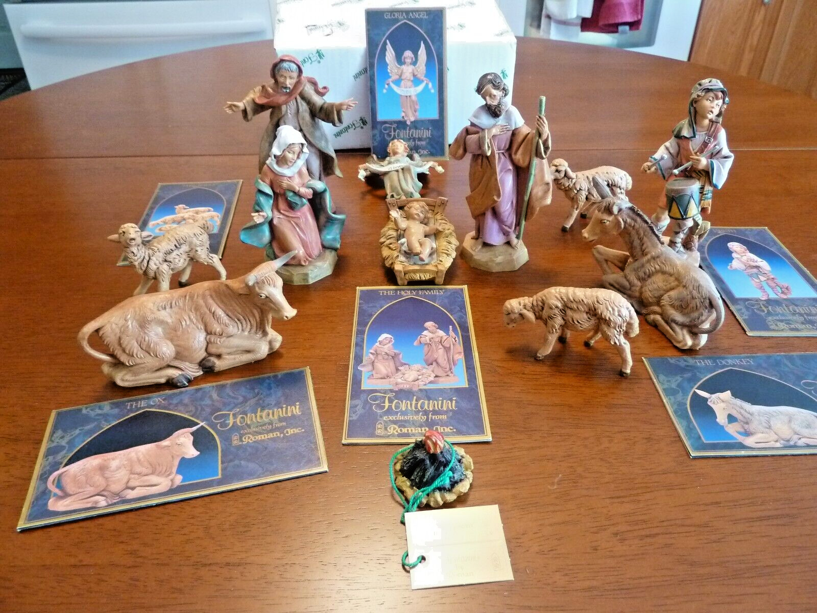Vintage 12 Piece Fontanini Nativity Set Depose Italy with Story Cards
