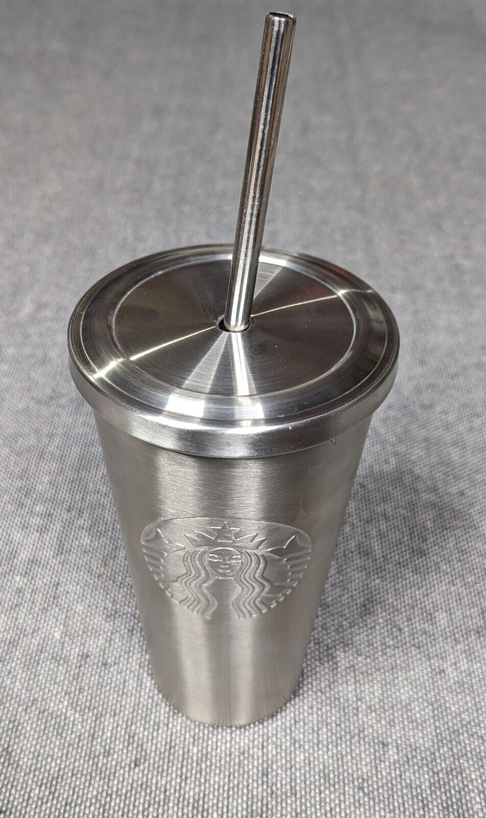 STARBUCKS 2014 SILVER Stainless Steel Cold Cup Mermaid Tumbler 16oz