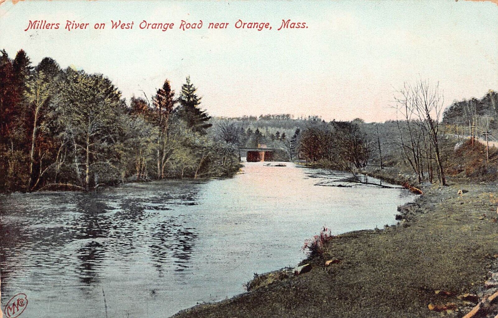 Orange MA Massachusetts Millers River Main Street Bridge W Road Vtg Postcard B47