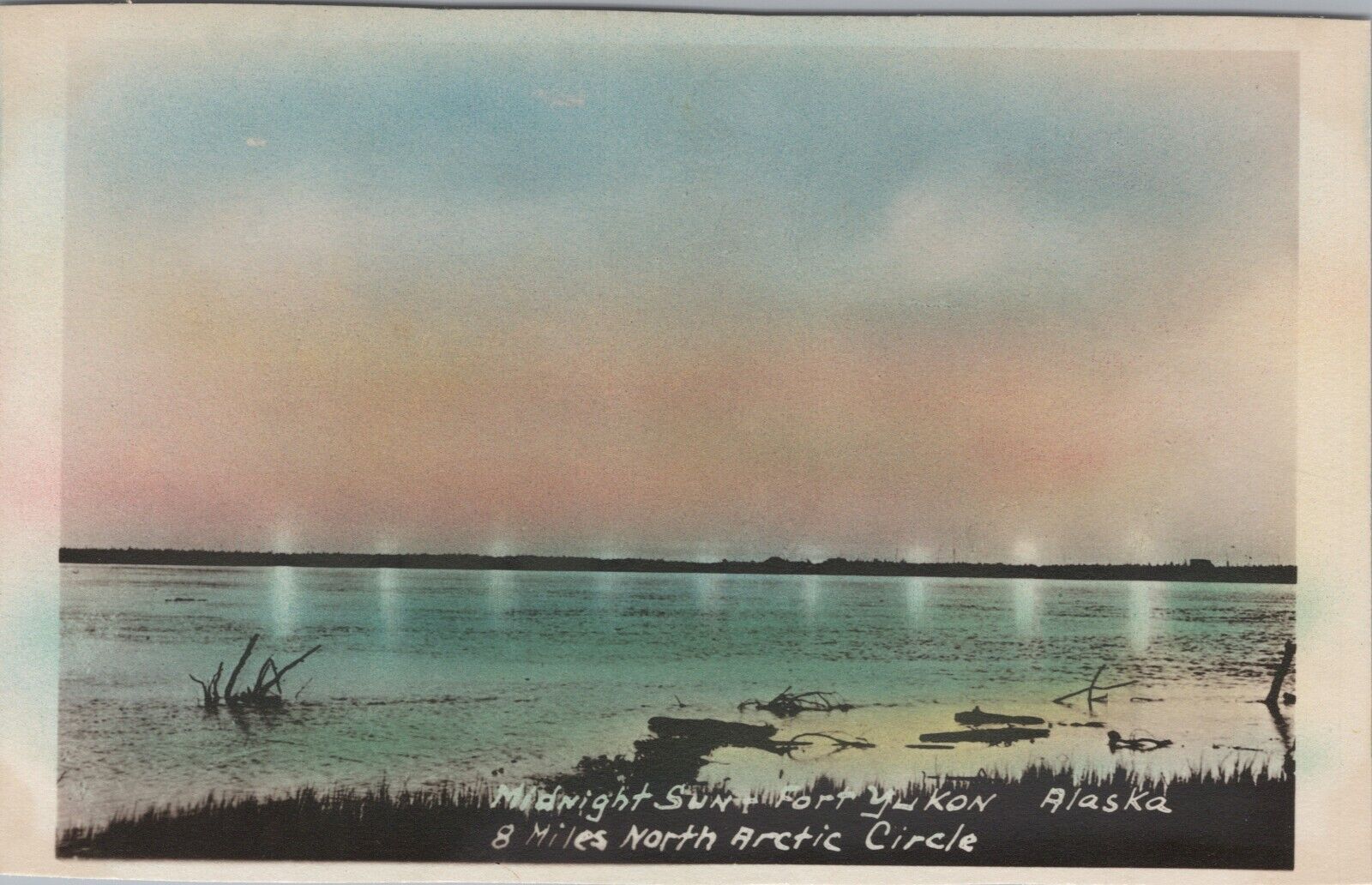 Postcard RPPC Fort Yukon Alaska Midnight Sun Hand Colored 8 Miles Arctic Circle
