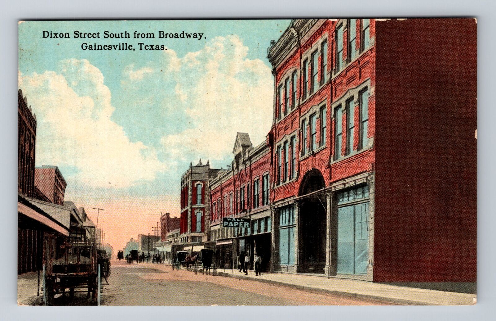 Gainesville TX-Texas, Dixon Street South From Broadway, Vintage Postcard