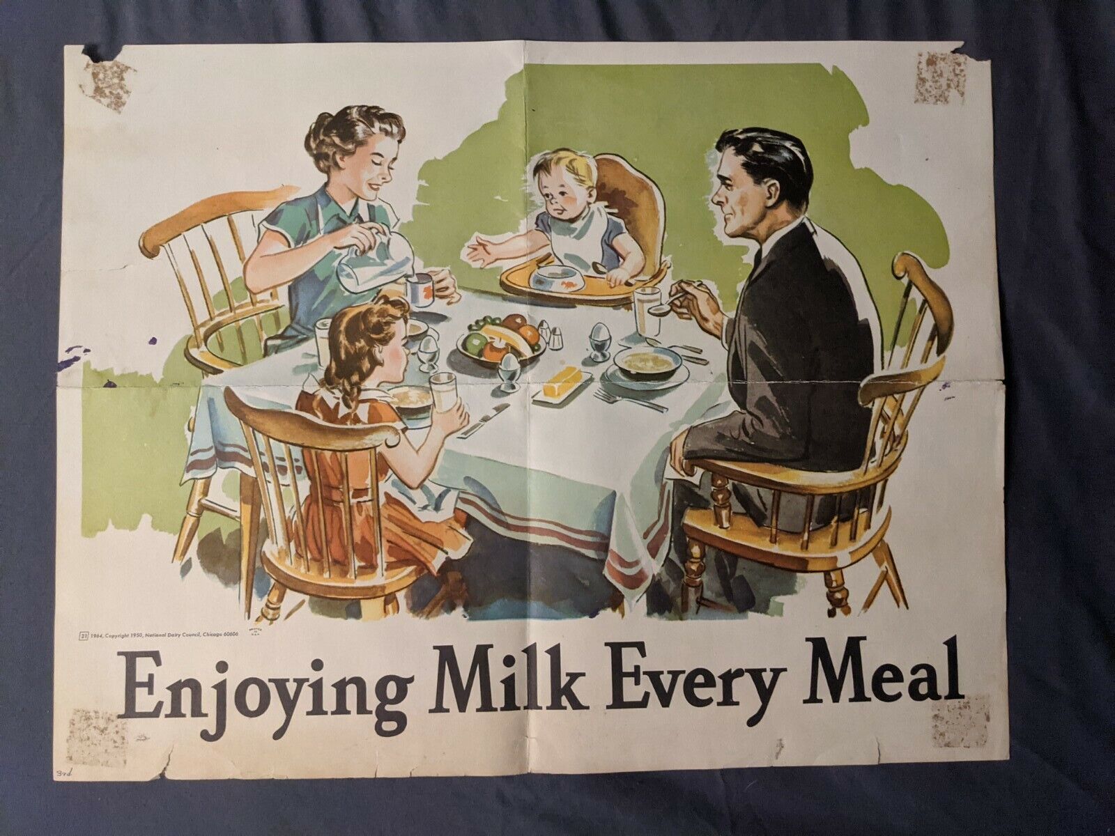 1964 National Dairy Council Chicago 'Enjoy Milk With Every Meal' 18 x 14 poster