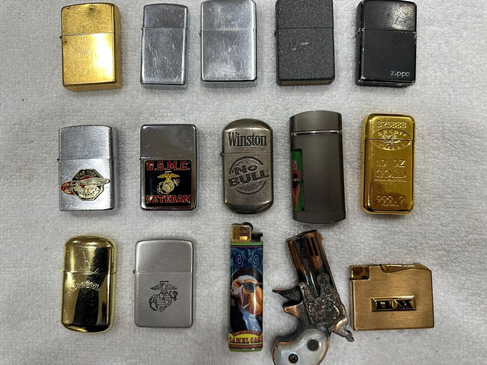 Lot Of (15) Vintage Zippo, Camel, Star Trek, Elgin American Lighters