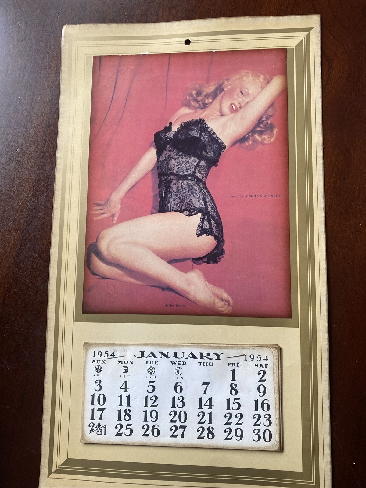 1954 Marilyn Monroe Calendar Golden Dreams Black Lingerie Matches 2021 Dates