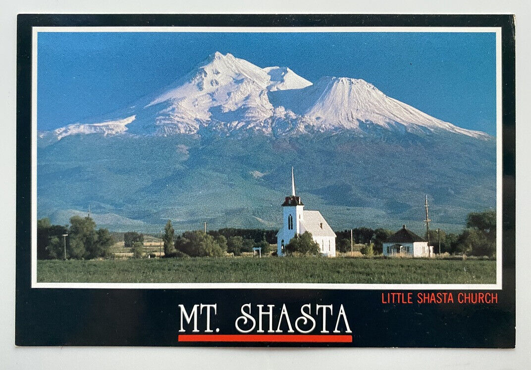 Postcard Mt. Shasta Little Shasta Church California USA Continental