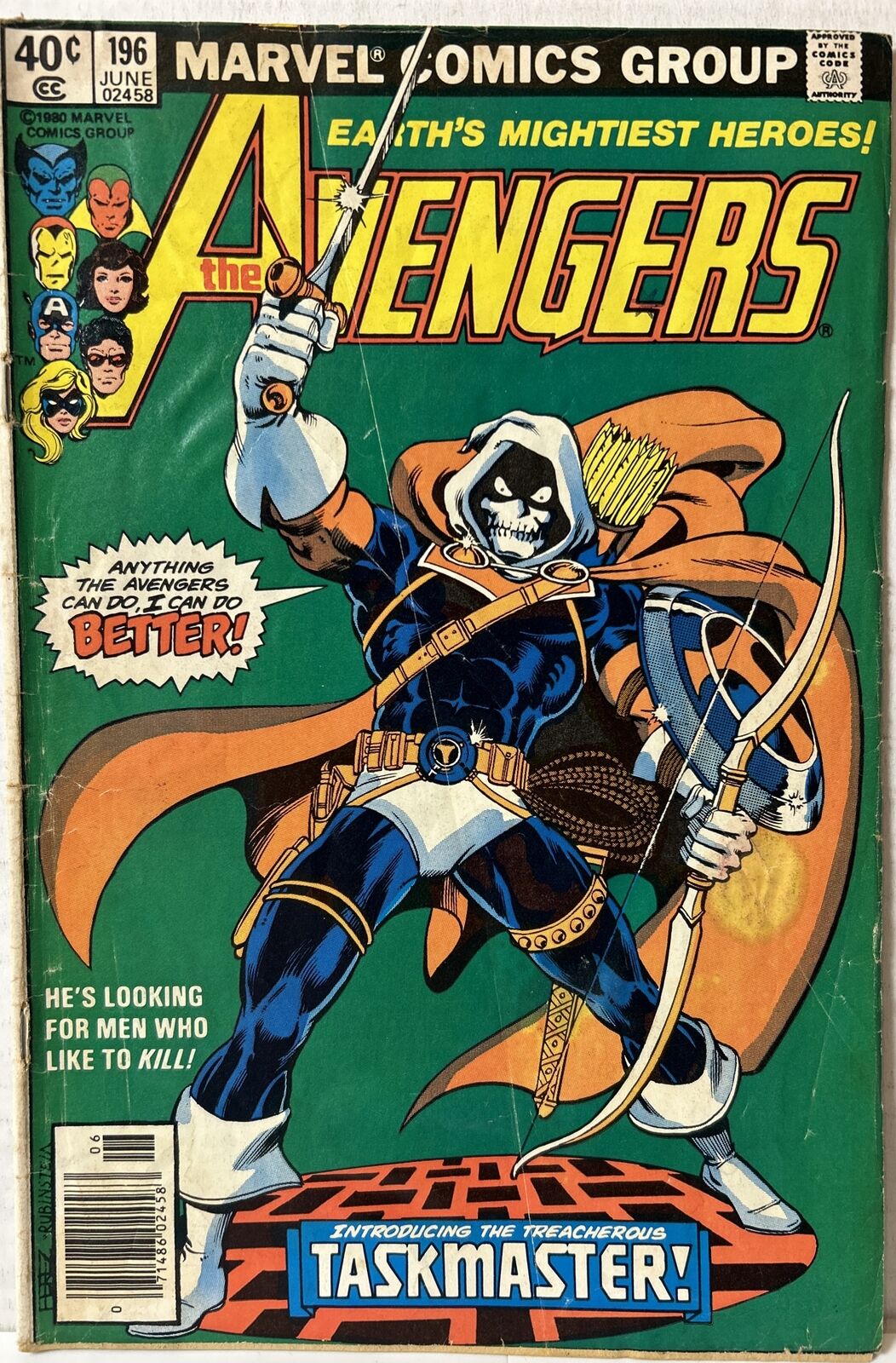 Avengers # 196 - Newsstand cover - 1st full Taskmaster - Marvel Comics - 1980