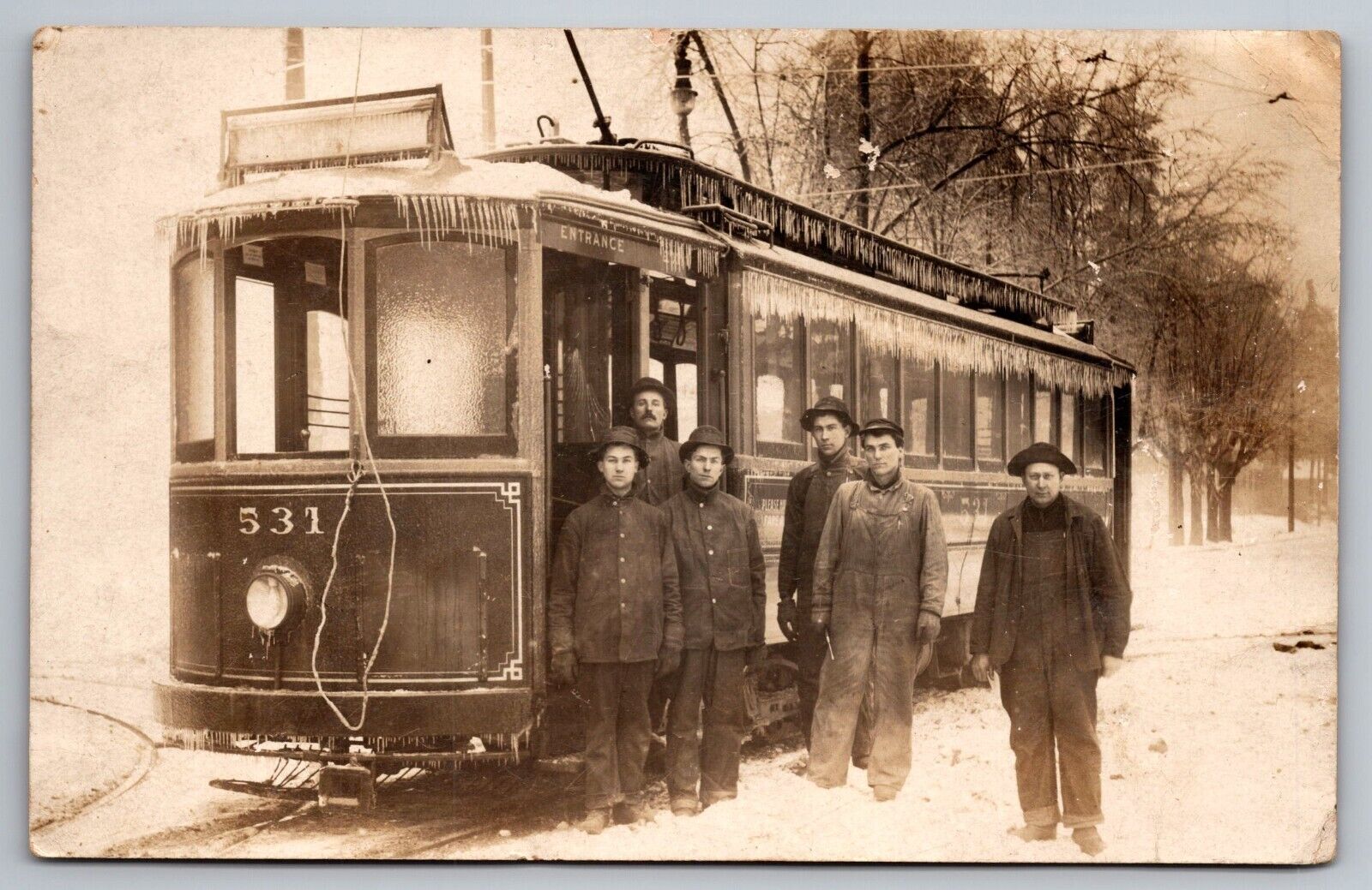 American North Ease Trolley Street Cars circa 1910 Real Photo Postcard RPPC