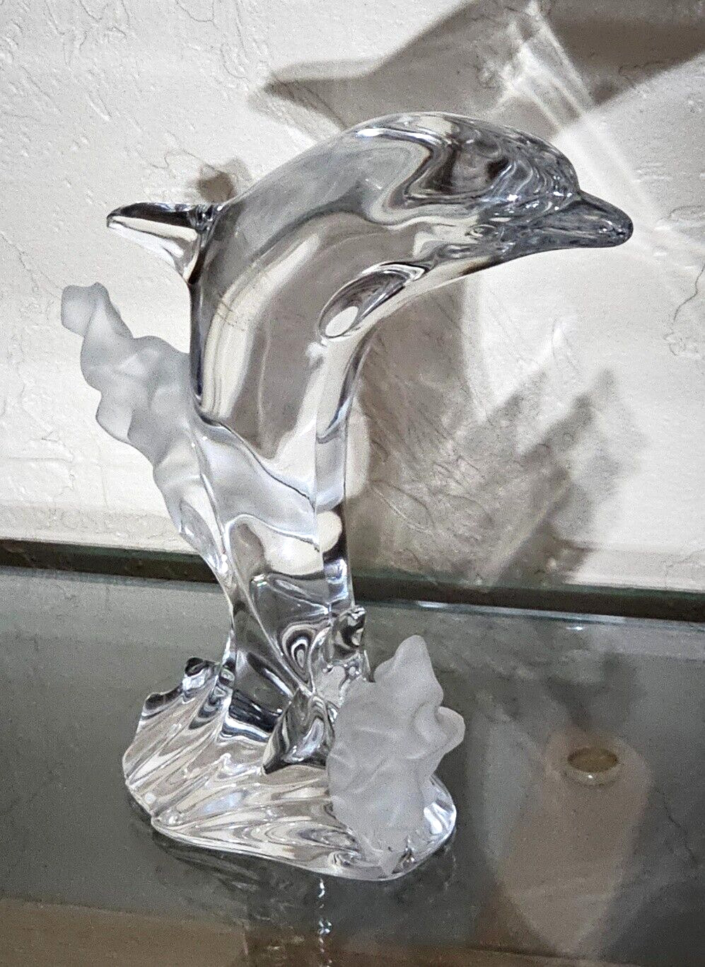 1994 Lenox Fine Crystal Dolphin - Frosted Glass Wave