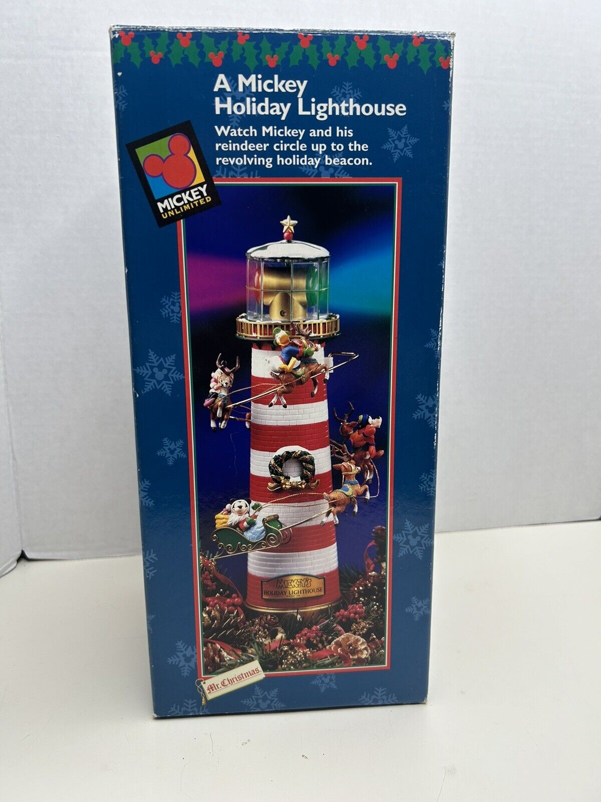 Vintage Mr Christmas A Mickey Holiday Lighthouse Tree Topper Beacon Disney  1996