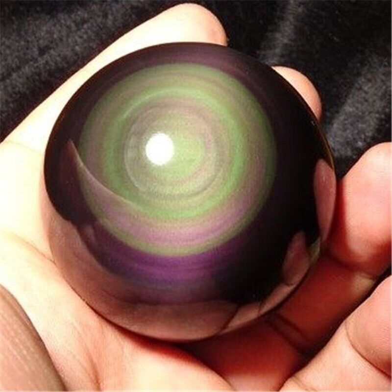 200~400g Natural Obsidian Cat's Eye Stone Ball Healing Decoration Crystal Sphere