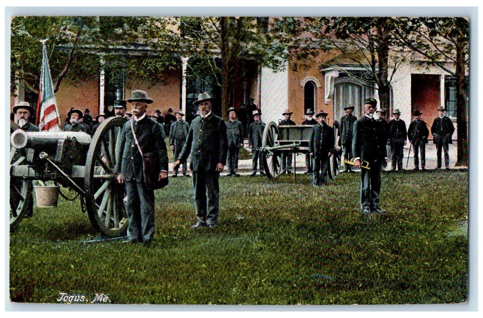 c1960's Old Cannons And Military Soldiers Standing Jogus Maine Unposted Postcard