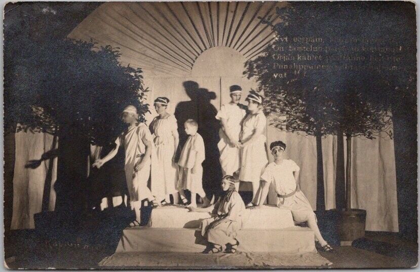 Vintage Europe Photo RPPC Postcard PLAY / THEATRE SCENE - Actors in White Robes