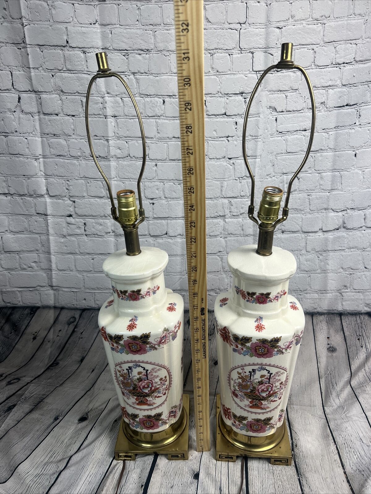 1940s French Chinoiserie Porcelain Lamps Both WorkStunning 🤩Heavy Bronze Base