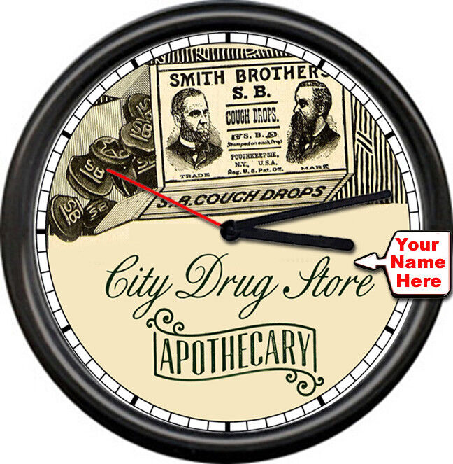 Personalized Retro Vintage Pharmacy Drug Store Apothocary Sign Shop Wall Clock
