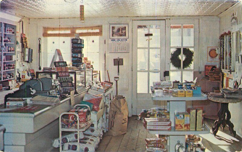 Maine Alna Puddle Dock Country Store 1960s Sinclair interior Postcard 21-14424