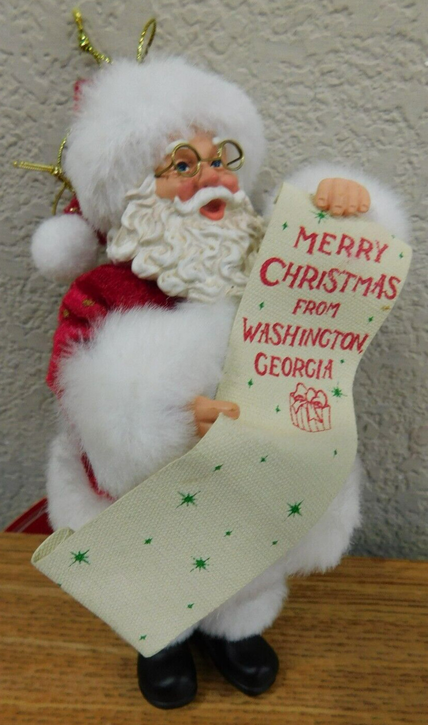 VTG Possible Dreams Clothtique Santa Checking List Christmas Ornament