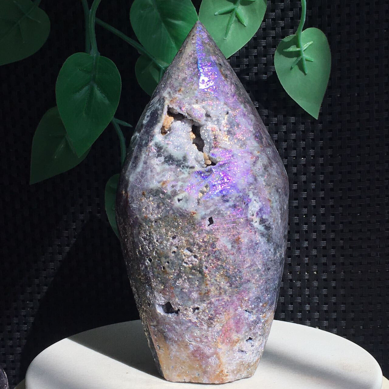 616g Titanium Angel Aura Sphalerite Geode Freeform Point Quartz Crystal Healing