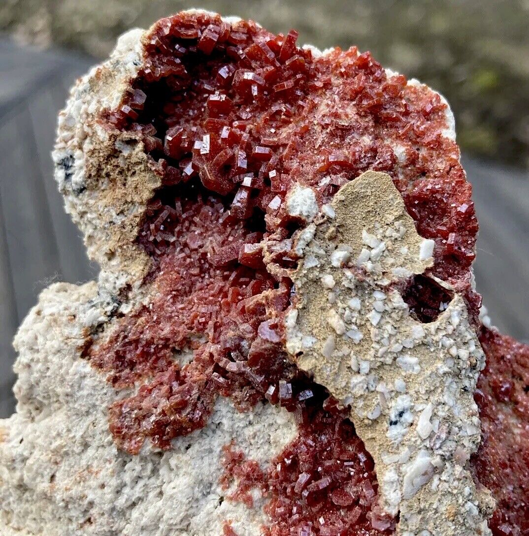 Fine Red VANADINITE Crystal on Matrix Rock - Mibladen, Midelt, MOROCCO 1.23lbs