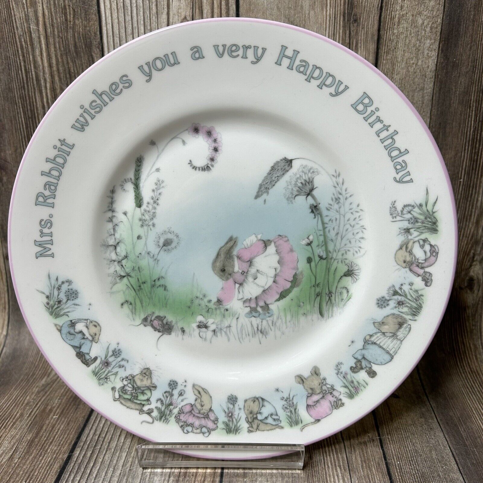 Vintage Elizabethan Mrs. Rabbit Hand Decorated Bone China Plate Made In England