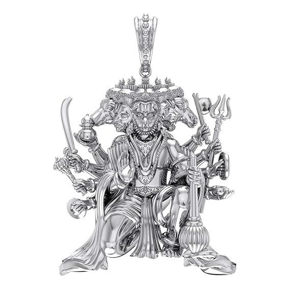 Sterling Silver (92.5% purity) God Panchmukhi Hanuman Pendant for Men & Women