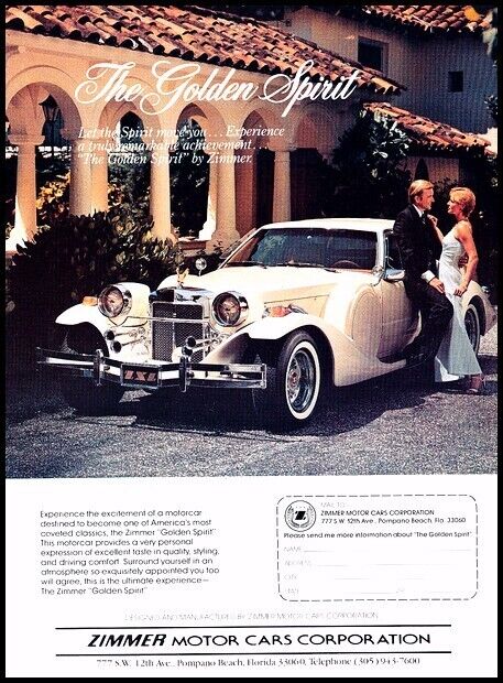1980 1981 Zimmer Golden Spirit Vintage Advertisement Car Print Ad D126