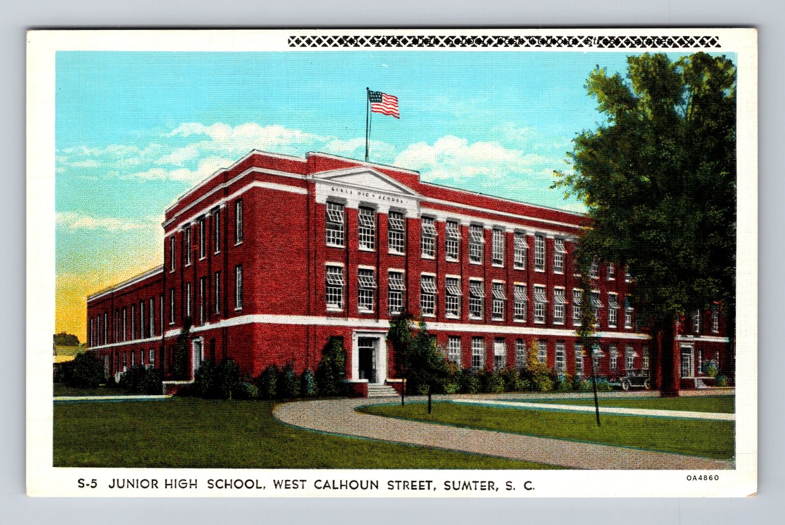 Sumter SC-South Carolina, Junior High School, Antique, Vintage Postcard
